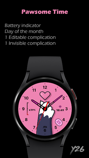 Y26 Pawsome Time Watch Face Screenshot 1