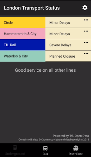 London Transport Status Screenshot 1