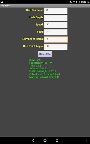 Milling Calculator Screenshot 2