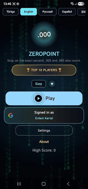 ZeroPoint: 0.000 Refleks Oyunu Screenshot 1