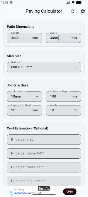 Paving Calculator Screenshot 1