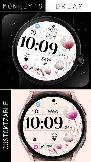 Simple Floral 2 Watch Face Screenshot 0