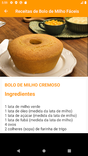 Receitas de Bolo de Milho Fáceis Screenshot 3