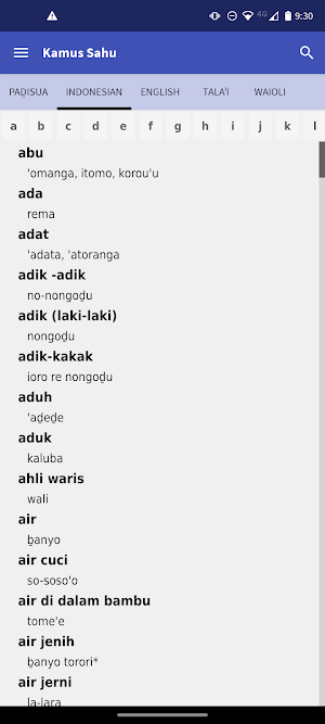 Sahu Dictionary Screenshot 2