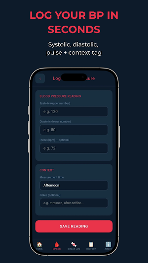 BP Sugar Log: Health Tracker Screenshot 1
