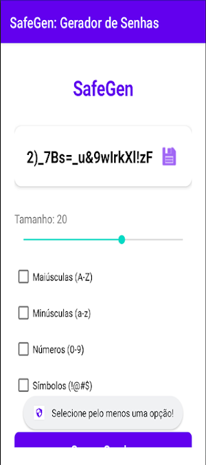 SafeGen Gerador de Senhas -2.0 Screenshot 3