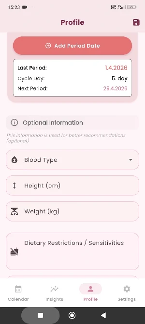 Period Tracker - Calendar Screenshot 2