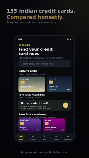 SwipeRight: Card Compare India Screenshot 0