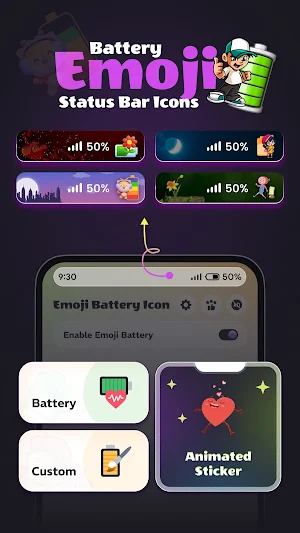 Battery Emoji Status Bar Icons Screenshot 0