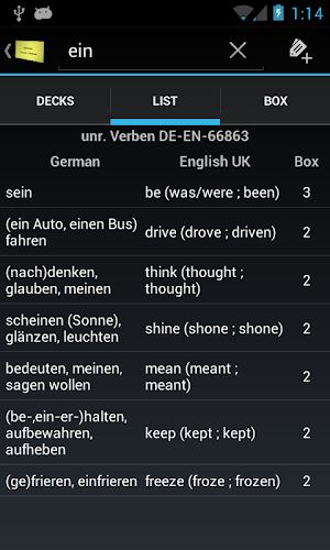 Vocabulary Trainer Flashcards Screenshot 2