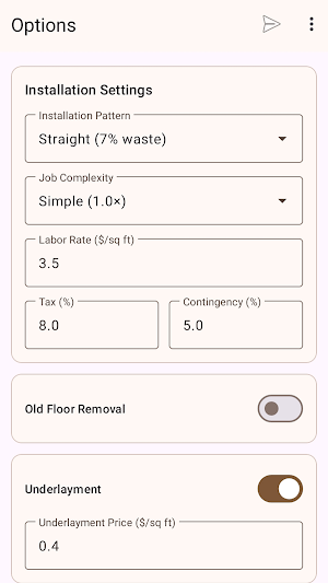 Flooring Cost Calculator Screenshot 2