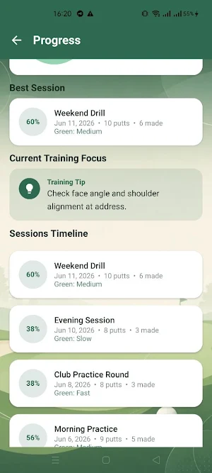 Golf Putt Diary Screenshot 3