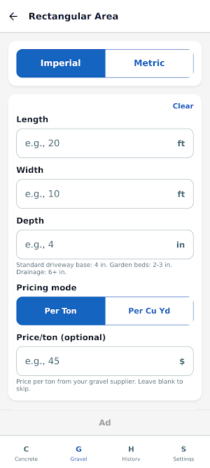 Concrete & Gravel Calc Screenshot 3