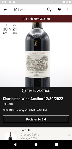 Charleston Wine Auction Screenshot 1