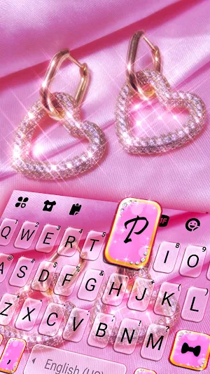 Pink Hearts Diamond Keyboard Background Screenshot 1