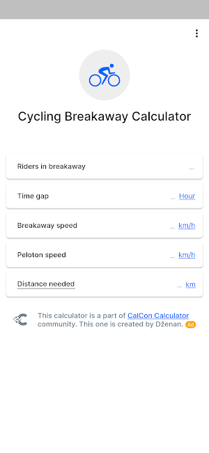 Cycling Breakaway Calculator Screenshot 0