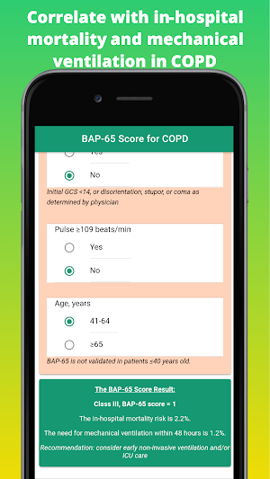 Respiratory COPD Exacerbation - BAP-65 Score Screenshot 2