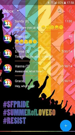 Rainbow flag Next SMS Skin Screenshot 2