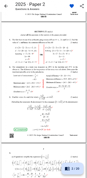 KCSE Maths Past Papers 2025 Screenshot 2