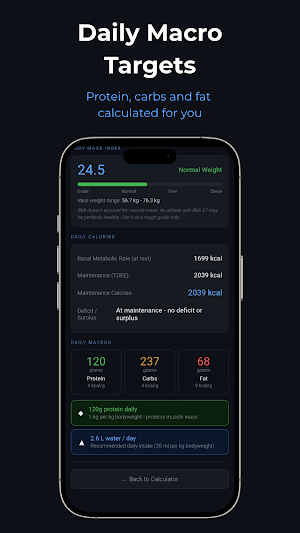 BMI & Calorie Calculator Screenshot 2