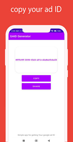 Gaid Generator Advertising ID Screenshot 1