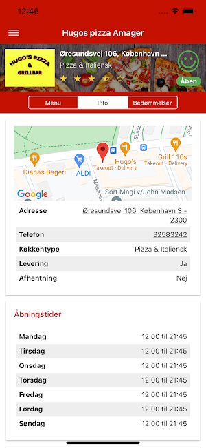 Hugos pizza Amager Screenshot 1