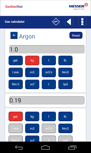 Gas properties & conversion Screenshot 2