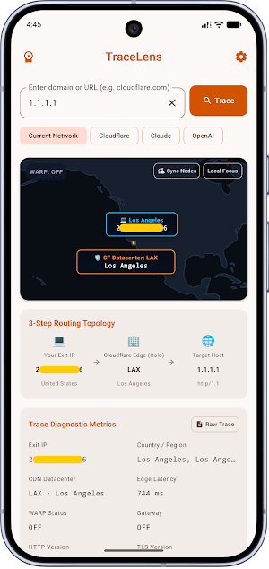 TraceLens: CDN Route & Map Screenshot 1
