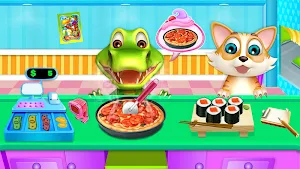 Cute Pets Kitchen Cooking: Fast Food Restaurant Screenshot 0