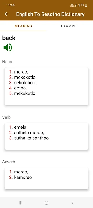 English To Sesotho Dictionary Screenshot 2