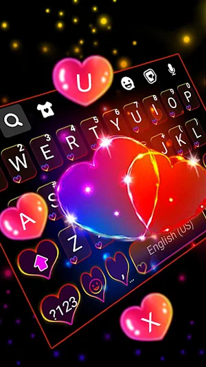 Neon Heart Lights 2 Keyboard Theme Screenshot 1