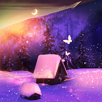 Winter Sunset Moon - Wallpaper