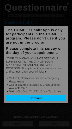 COMBEX Health App Screenshot 2