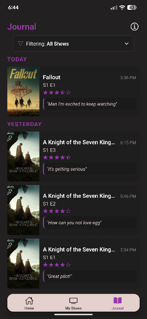 Cued | TV Show Tracker Screenshot 1