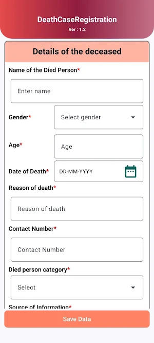Death Case Registration Screenshot 0