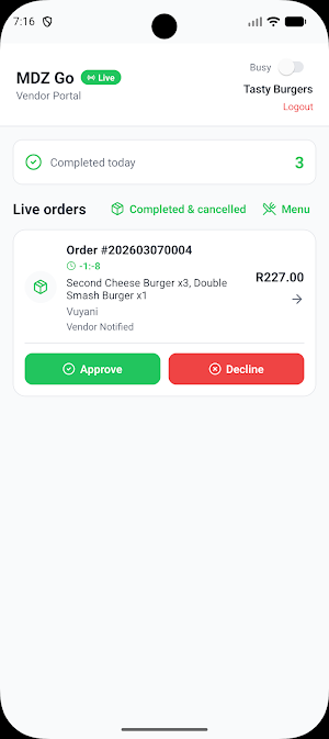 MDZ Go Vendor Screenshot 2