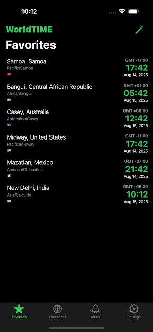 WorldTIME: World Clock & Alert Screenshot 1