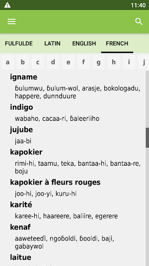 Fulfulde Plant Names Screenshot 2