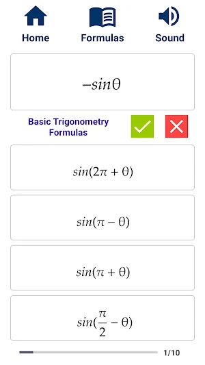 Trigonometry Formulas Practice Screenshot 2