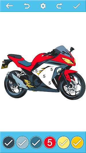 Bikes Coloring By Number Book Screenshot 0