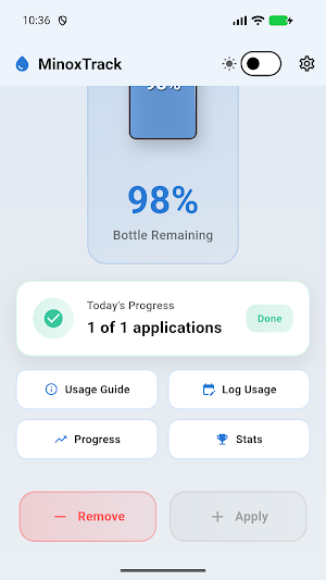MinoxTrack: Minoxidil Tracker Screenshot 2