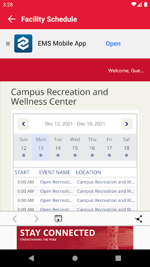 UH Campus Recreation Screenshot 1