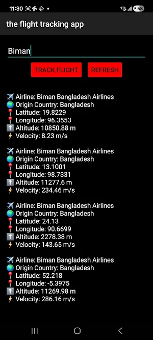 flight tracker app Screenshot 1