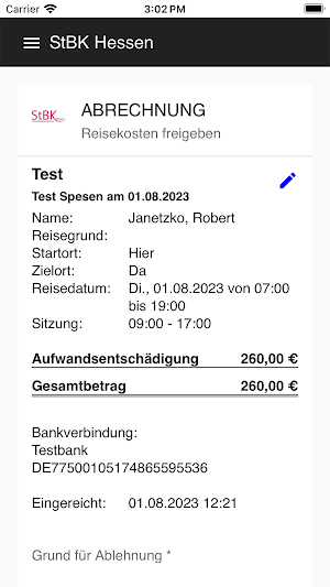 Reisekosten - StBK Hessen Screenshot 1