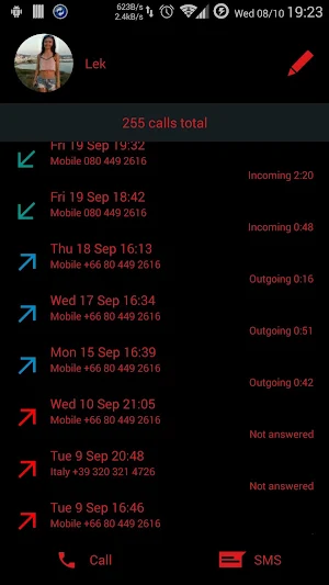 Dialer theme Flat Black Red for Drupe and ExDialer Screenshot 3