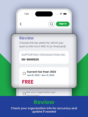 IRS Form 990-N (e-Postcard) Screenshot 1