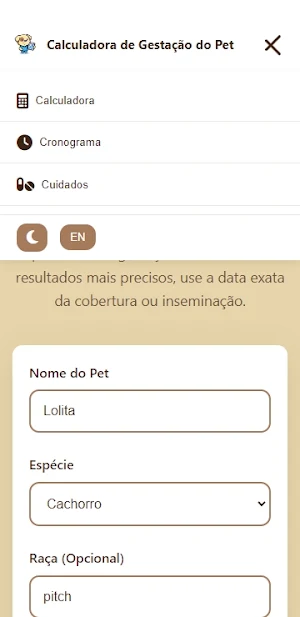 Calculadora de Gestação do Pet Screenshot 3