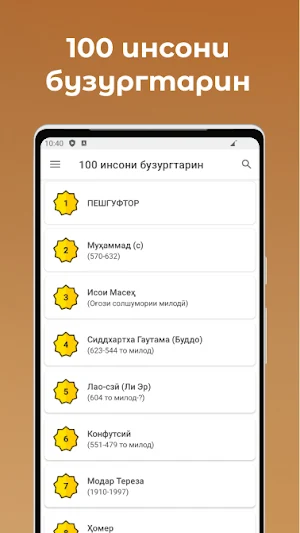 100 инсони бузургтарин Screenshot 0