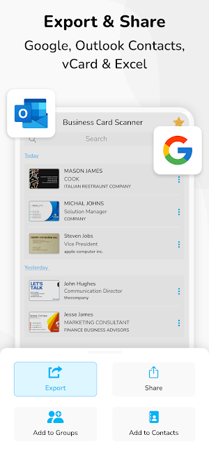 Business Card Scanner + Reader Screenshot 2