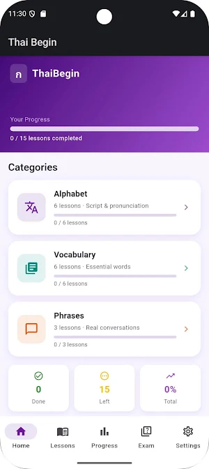 ThaiBegin – Learn Thai Script Screenshot 1